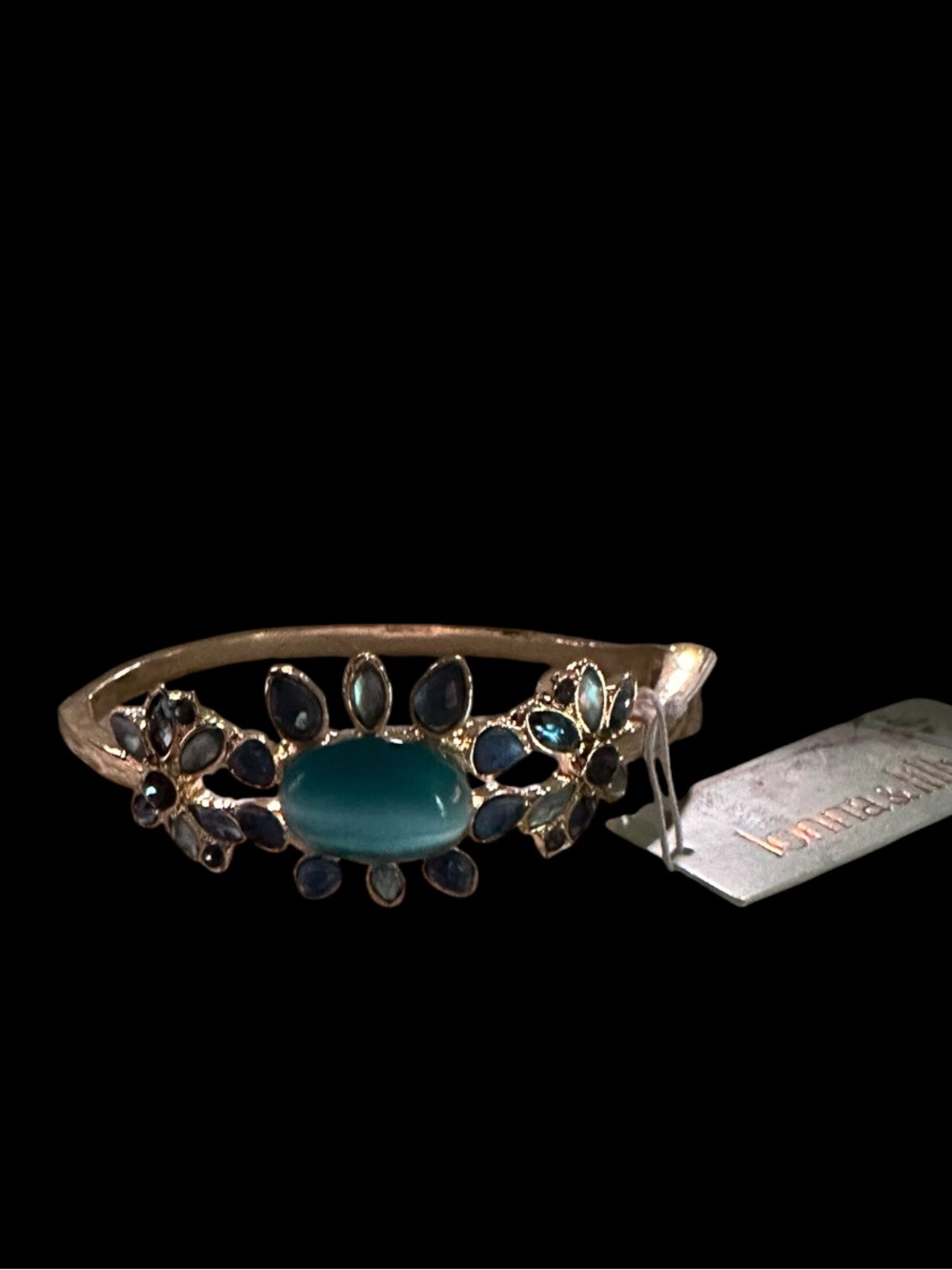 lonna & lilly Blue Stone Floral Bangle Bracelet - Picture 4 of 6